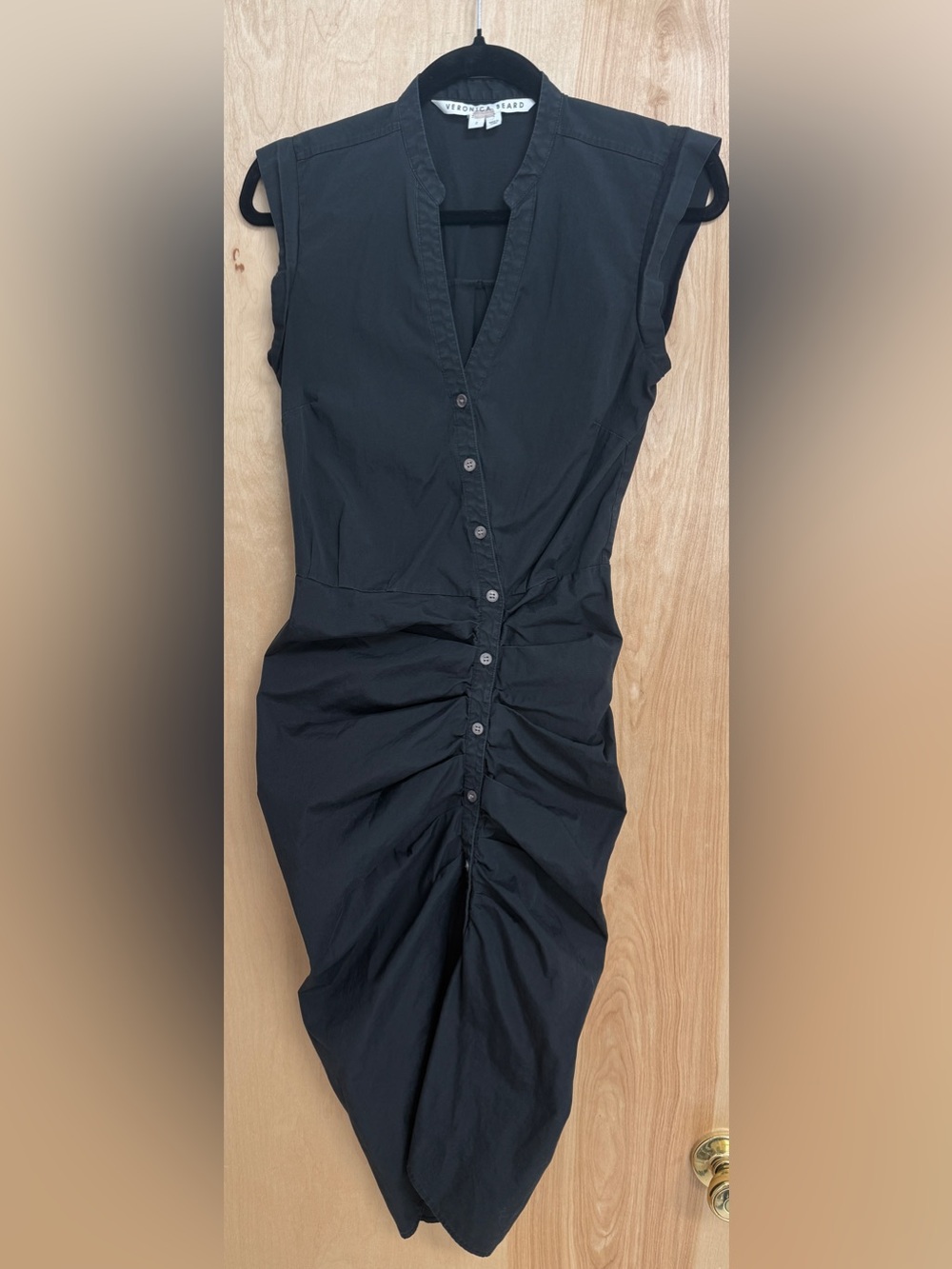 Veronica Beard Asymmetrical Ruched Shirtdress in Black (Size 2 & Size 4) - Picture 5 of 15